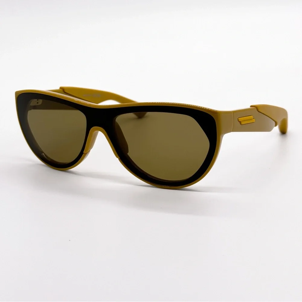 NEW BOTTEGA VENETA BV1234S 003 SQUARE YELLOW BROWN UNISEX SUNGLASSES